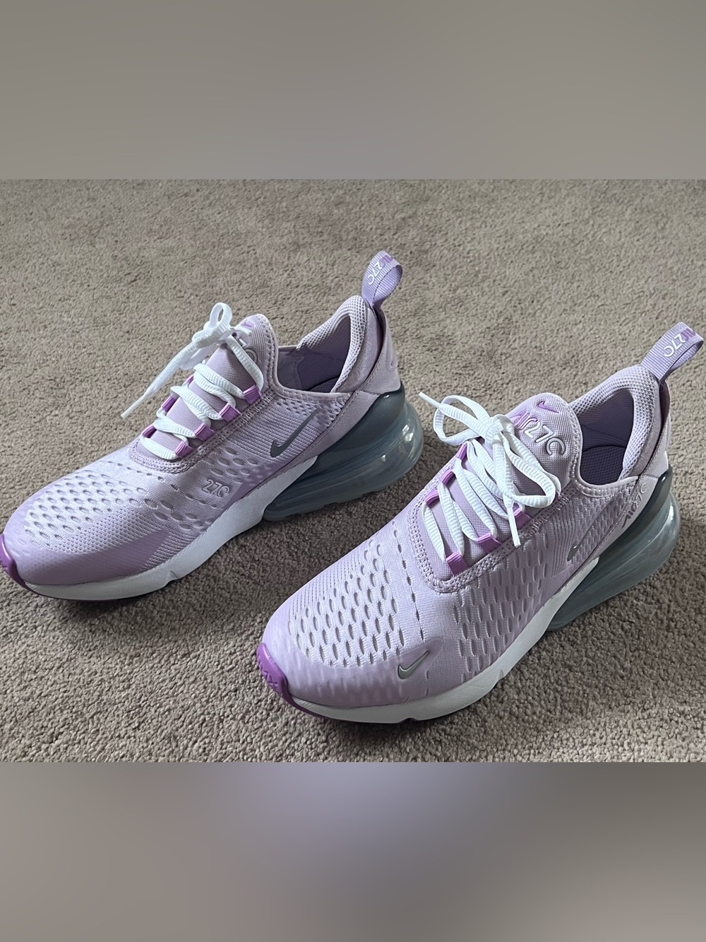 Nike Air Max 270 Youth Lavender Athletic Sneakers